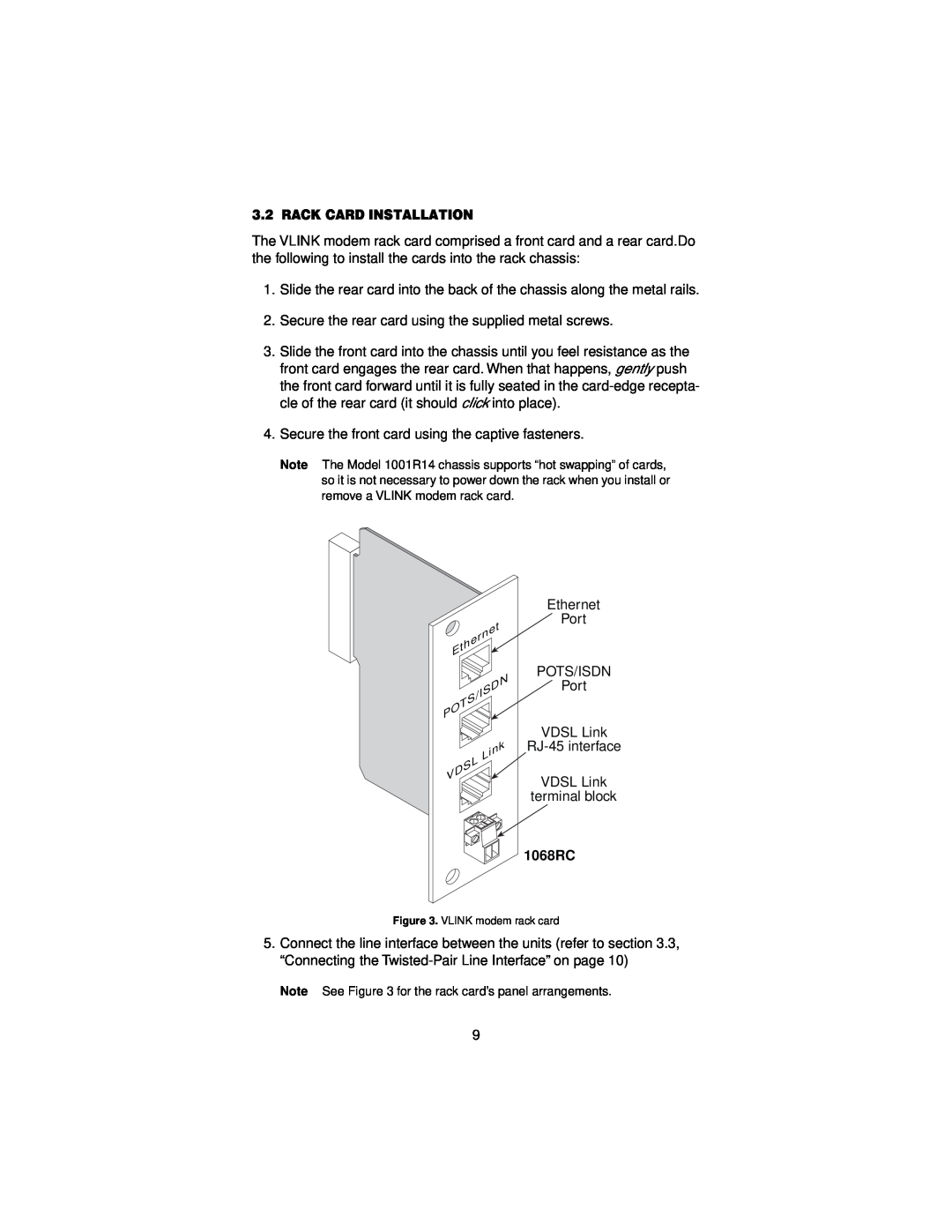 Patton electronic user manual Rack Card Installation, 1068RC 