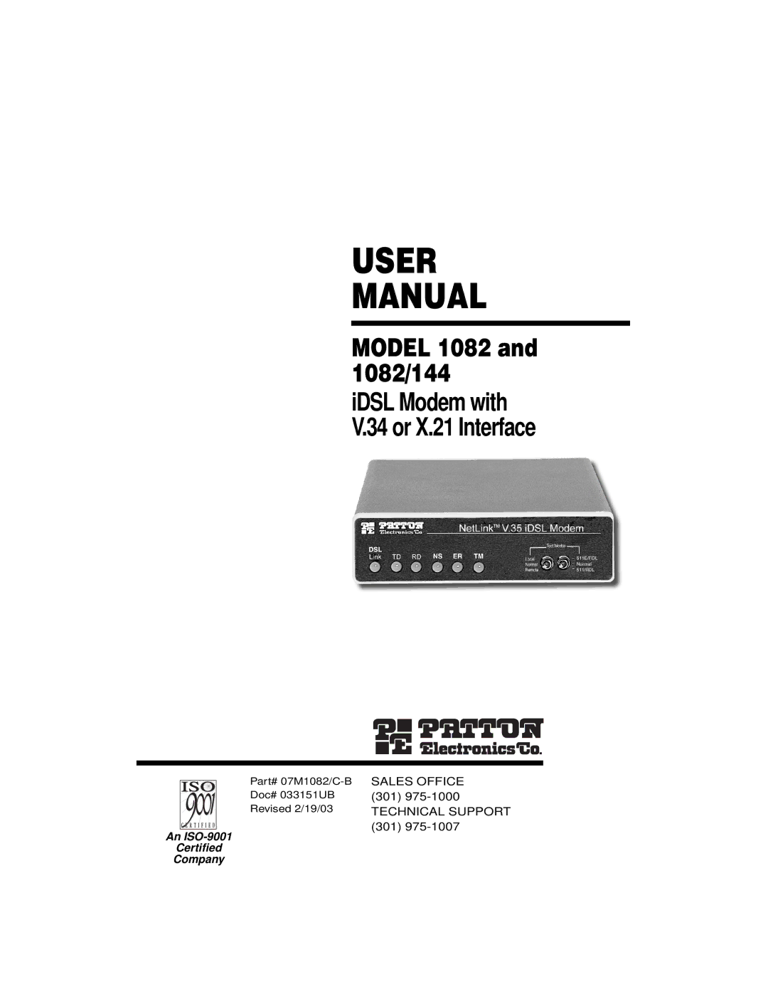 Patton electronic 1082/144 user manual User Manual 