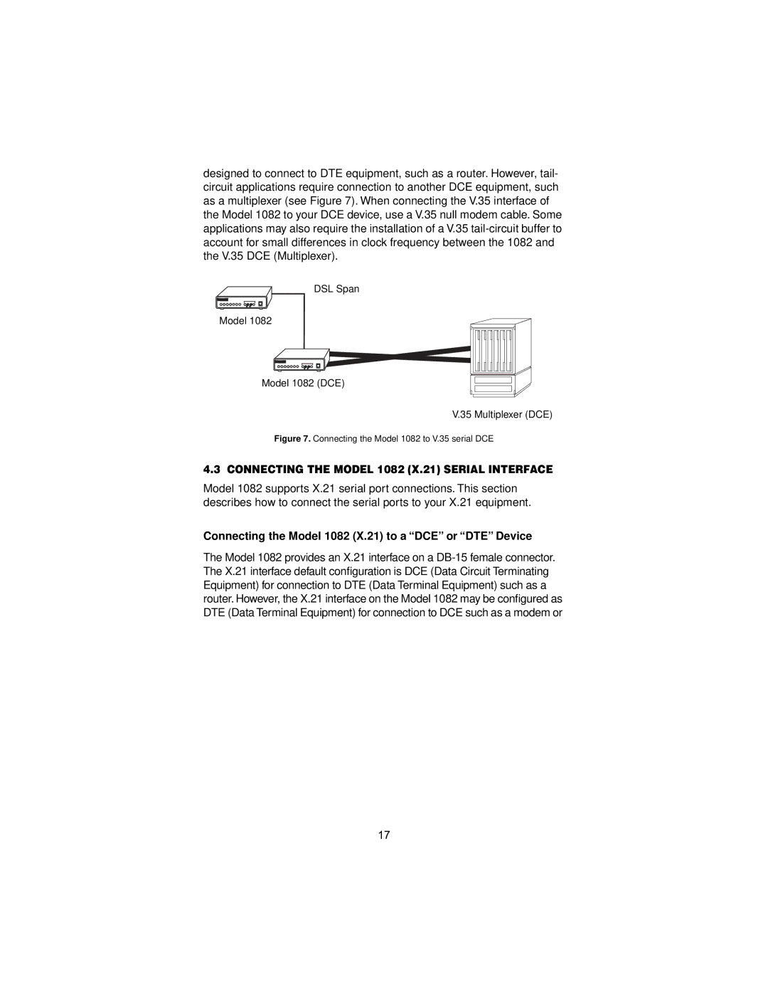 Patton electronic 1082/144 user manual Connecting the Model 1082 X.21 Serial Interface 