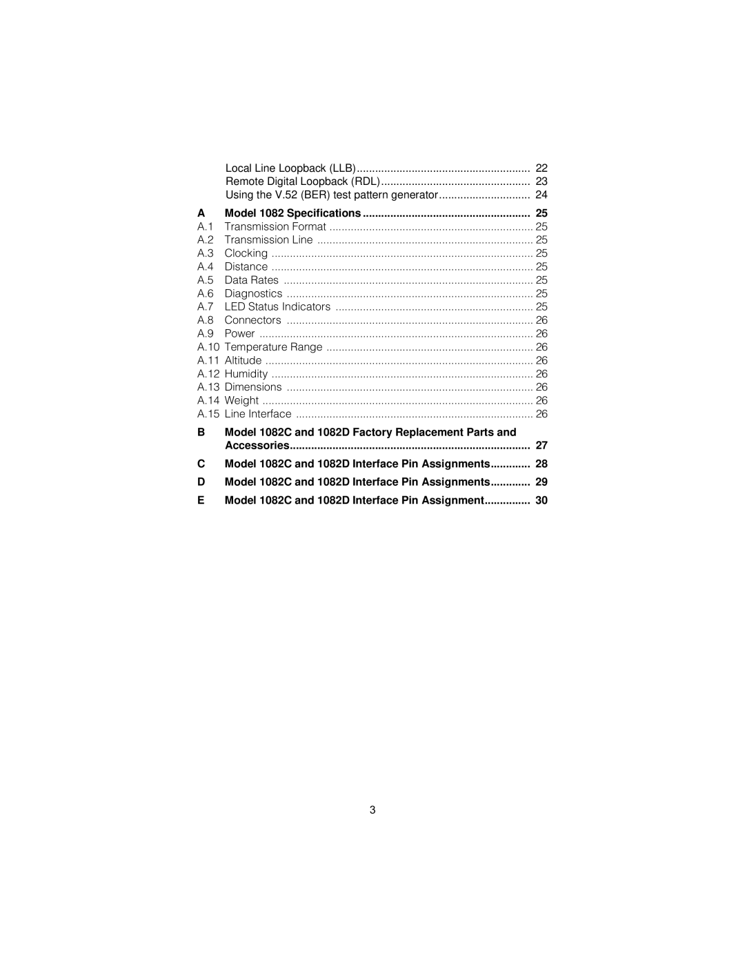 Patton electronic 1082/144 user manual Model 1082 Specifications 