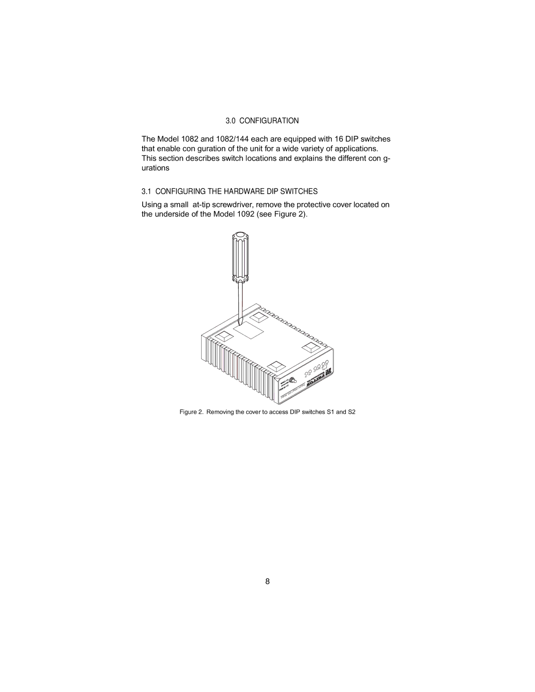 Patton electronic 1082/144 user manual Configuration, Configuring the Hardware DIP Switches 