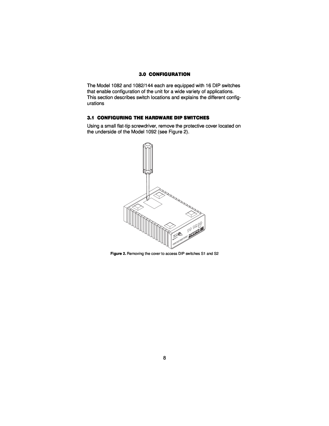 Patton electronic 1082/144 user manual Configuration, Configuring The Hardware Dip Switches 