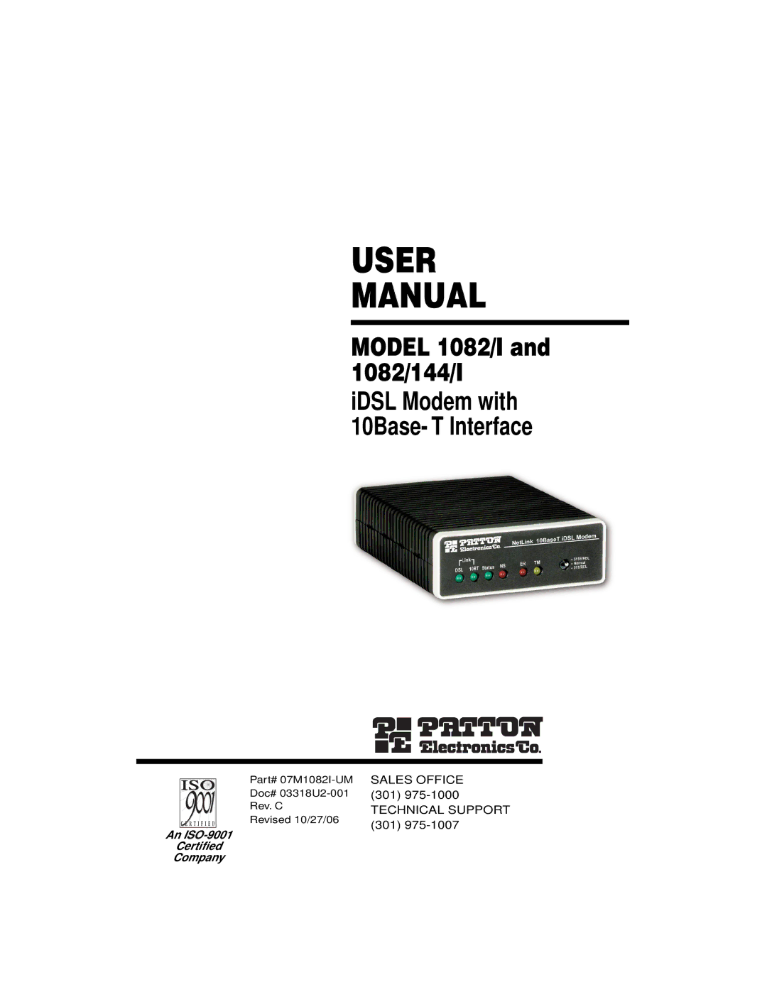 Patton electronic 1082, 144, I user manual User Manual 