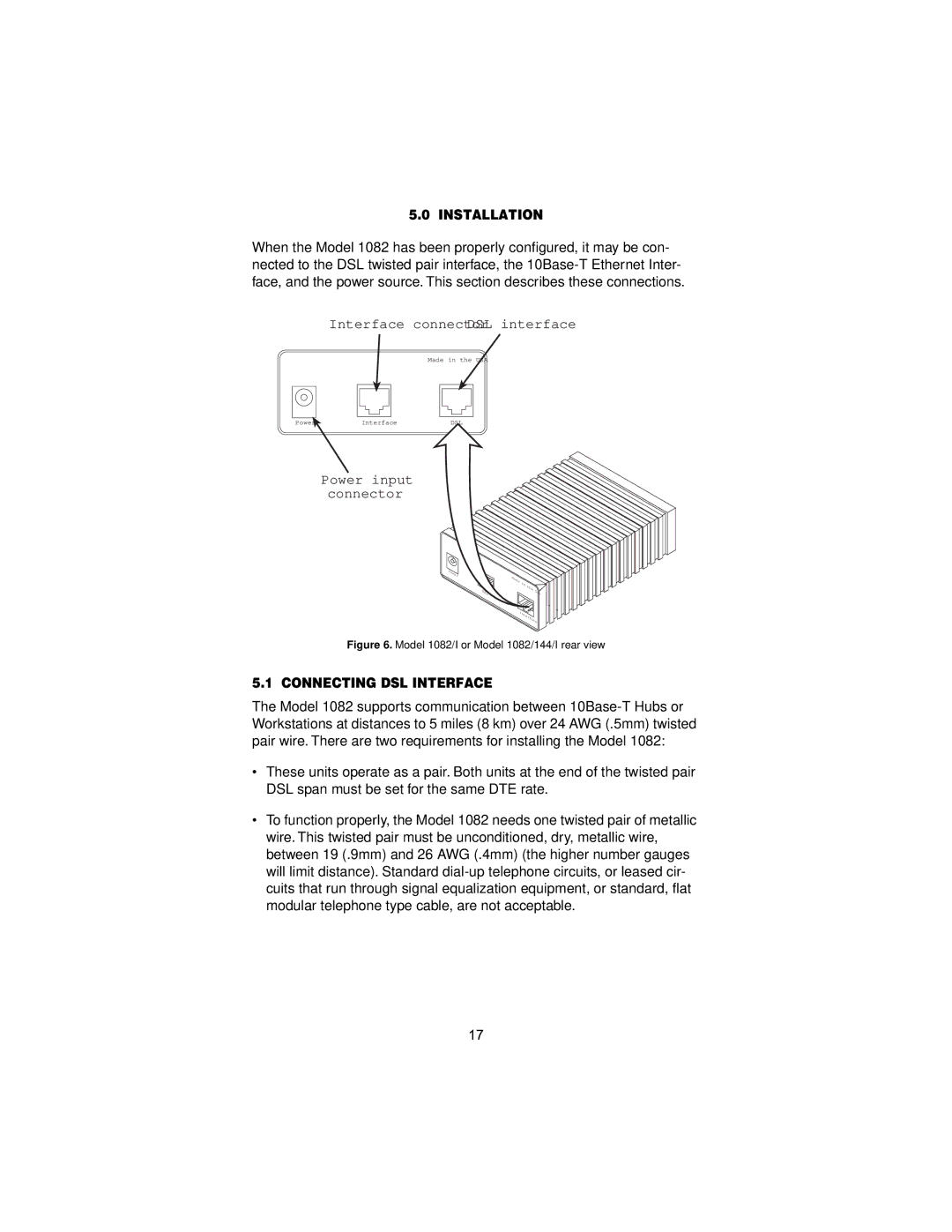 Patton electronic 1082, 144, I user manual Installation, Connecting DSL Interface 