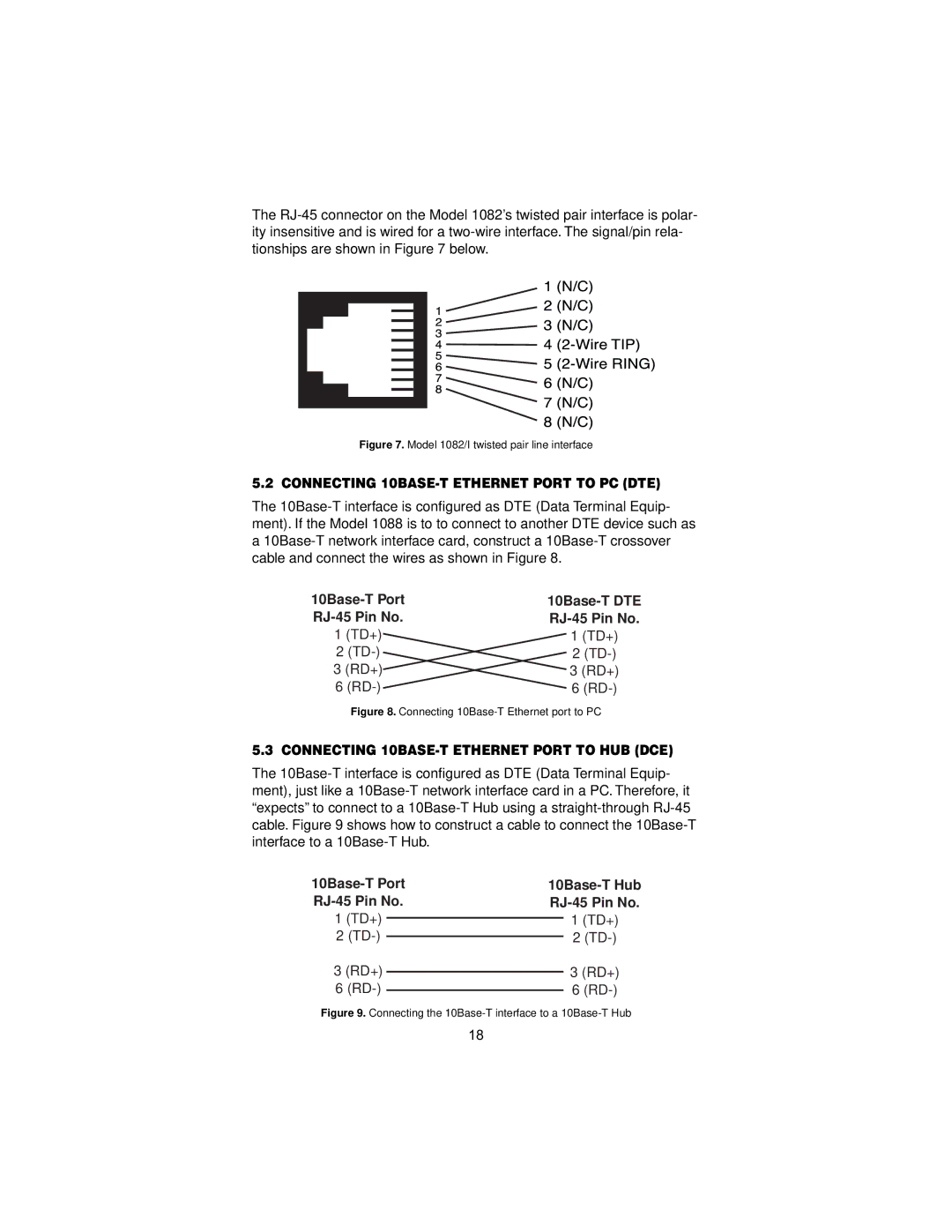 Patton electronic 1082, 144, I user manual Connecting 10BASE-T Ethernet Port to PC DTE, 10Base-T DTE, RJ-45 Pin No 