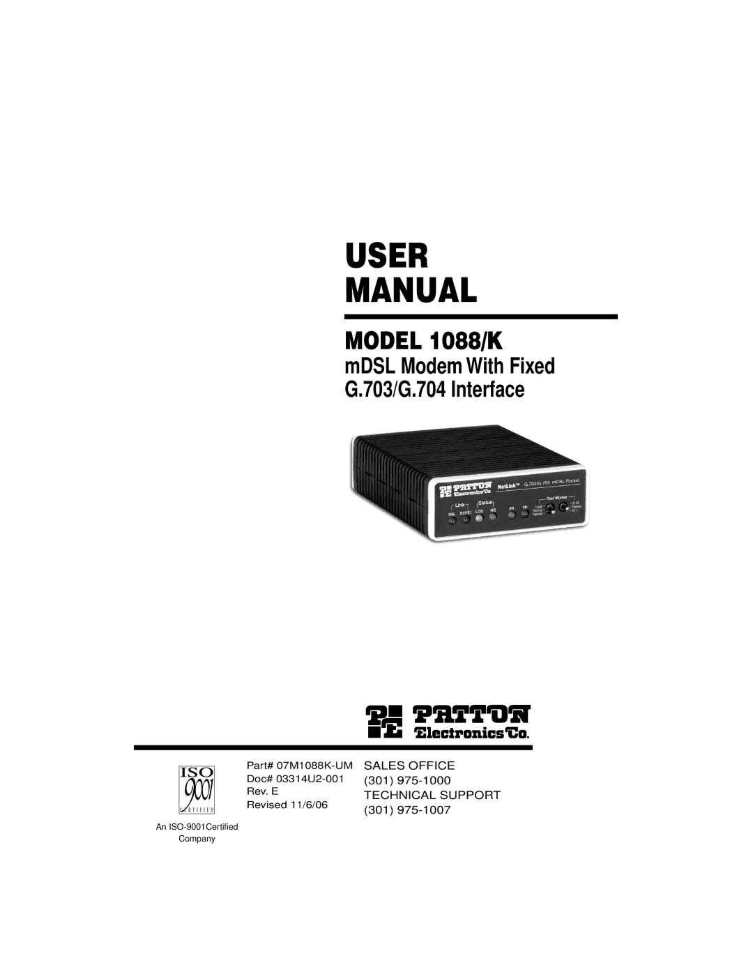 Patton electronic 1088/K user manual User Manual 