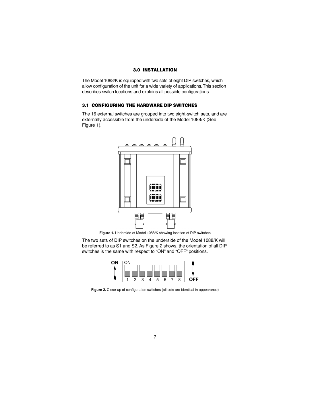 Patton electronic 1088/K user manual Installation, Configuring the Hardware DIP Switches 