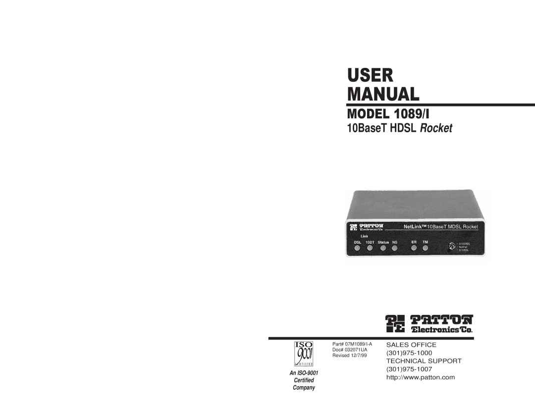 Patton electronic 1089/I user manual User Manual 