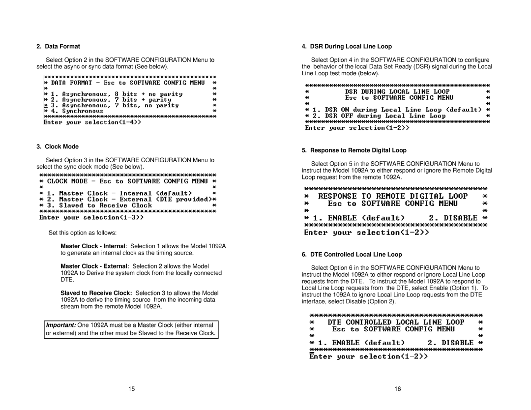 Patton electronic 1092A user manual Data Format 