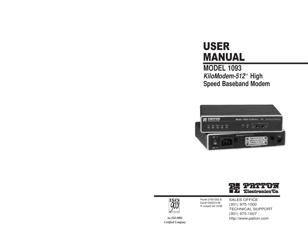 Patton electronic 1093 user manual User Manual 