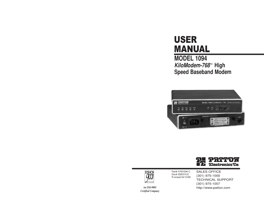 Patton electronic 1094 user manual User Manual 