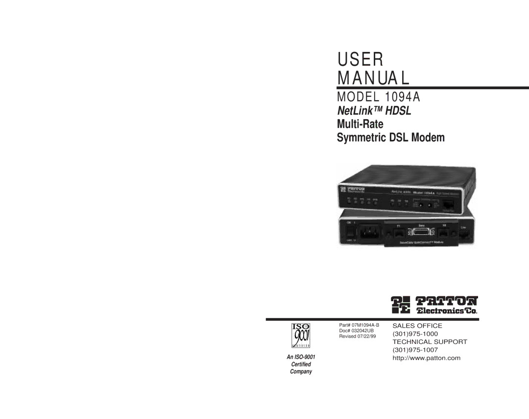 Patton electronic 1094A user manual User NUA L 