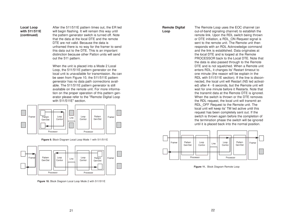 Patton electronic 1094A user manual After the 511/511E pattern times out, the ER led 