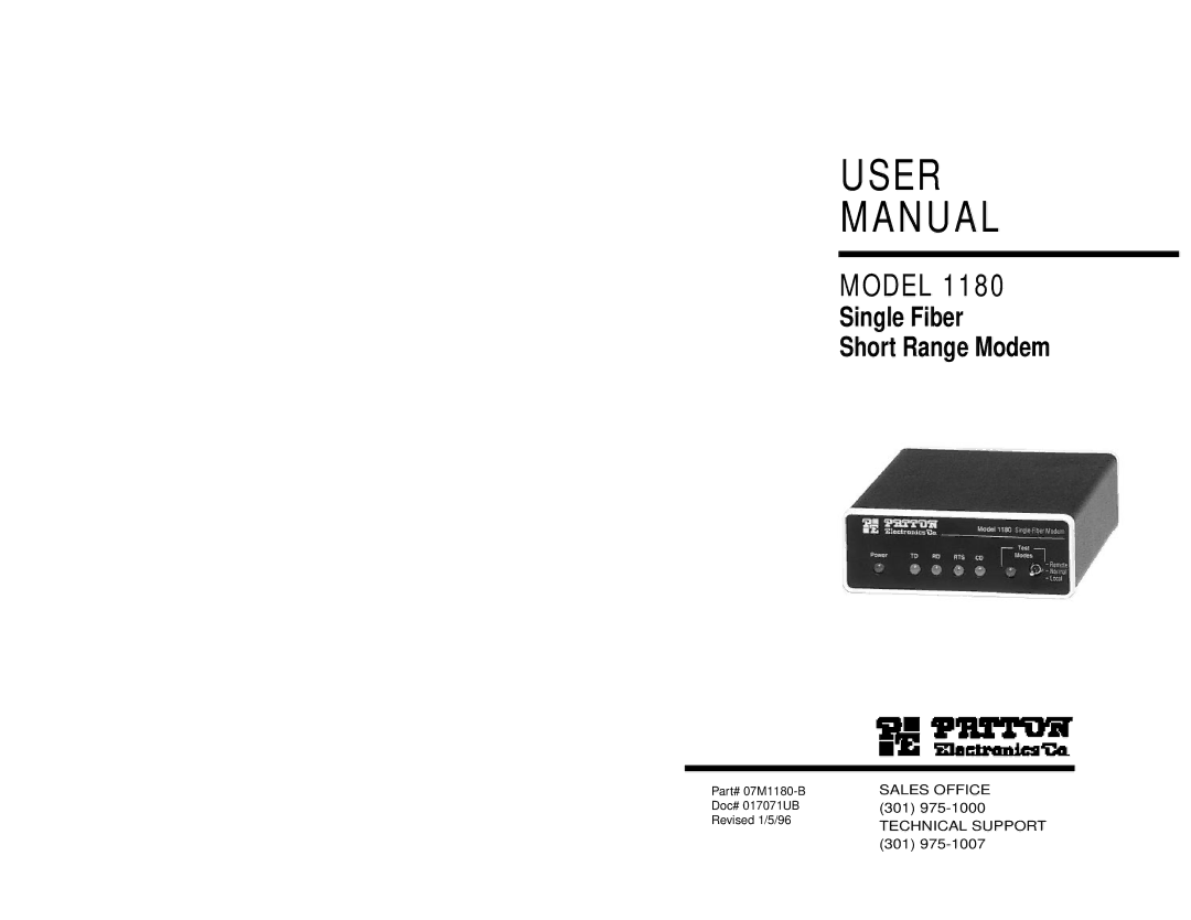 Patton electronic 1180 user manual Model 