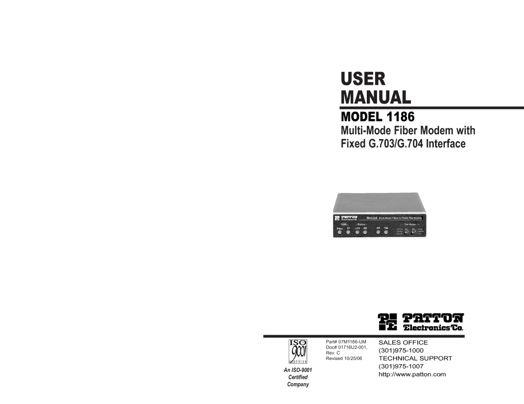 Patton electronic 1186 user manual User Manual 