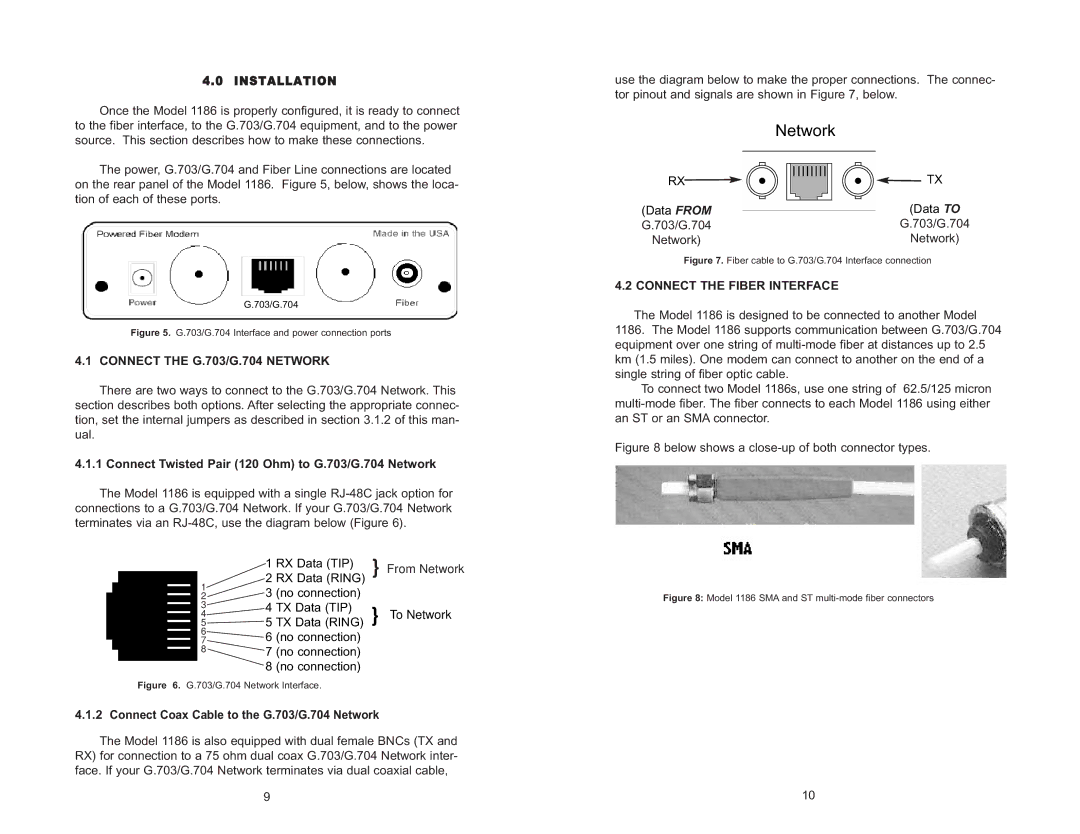 Patton electronic 1186 user manual Connect the G.703/G.704 Network, Connect Twisted Pair 120 Ohm to G.703/G.704 Network 