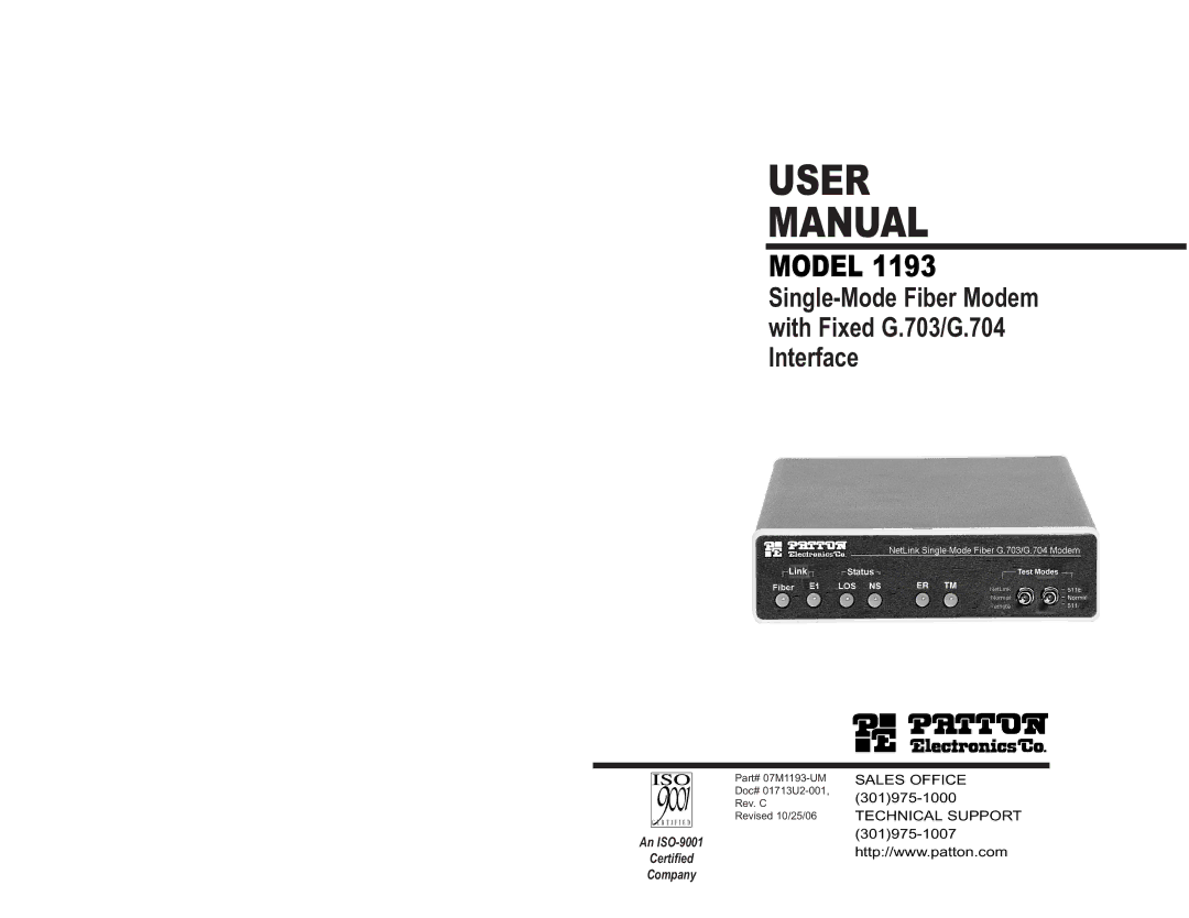 Patton electronic 1193 user manual User Manual 