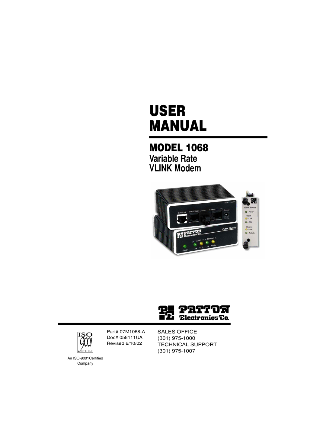 Patton electronic 12168 user manual User Manual 