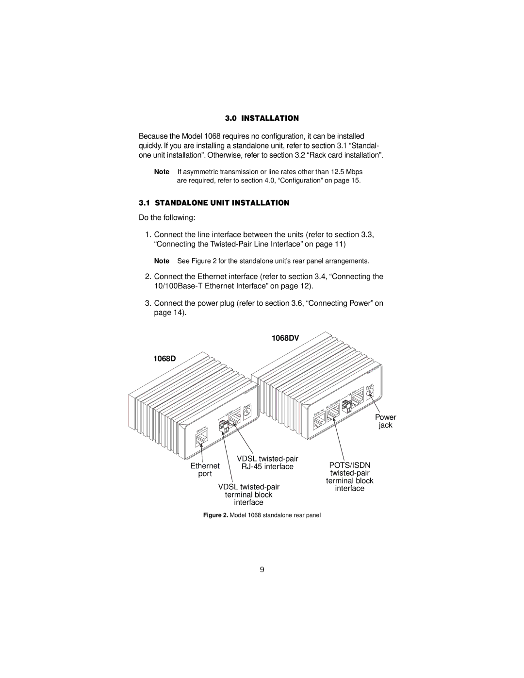 Patton electronic 12168 user manual Standalone Unit Installation, 1068DV 