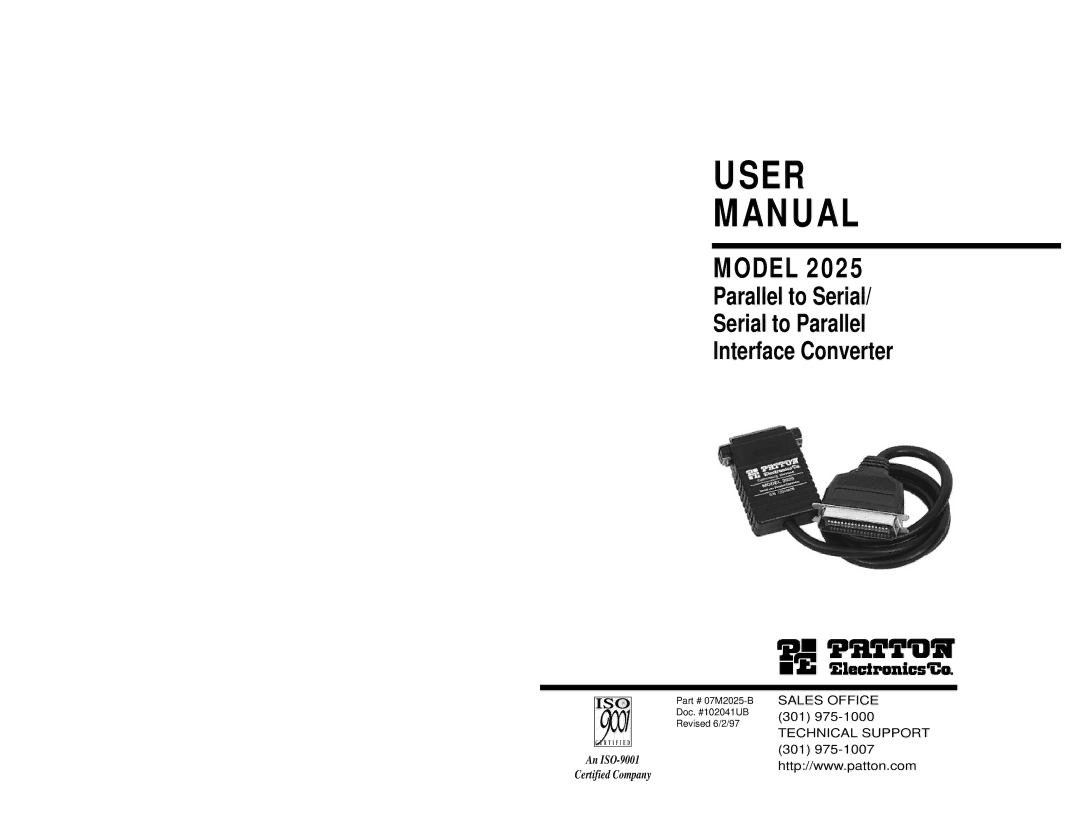 Patton electronic 2025 user manual Model 