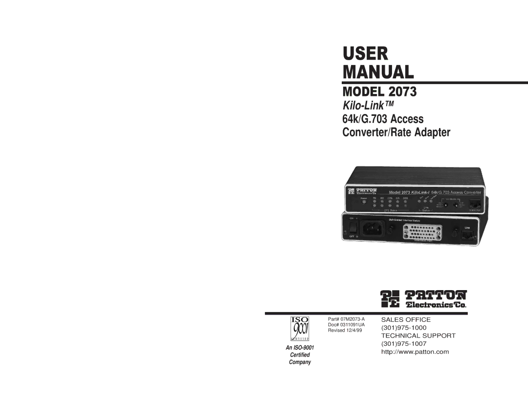 Patton electronic 2073 user manual User Manual 