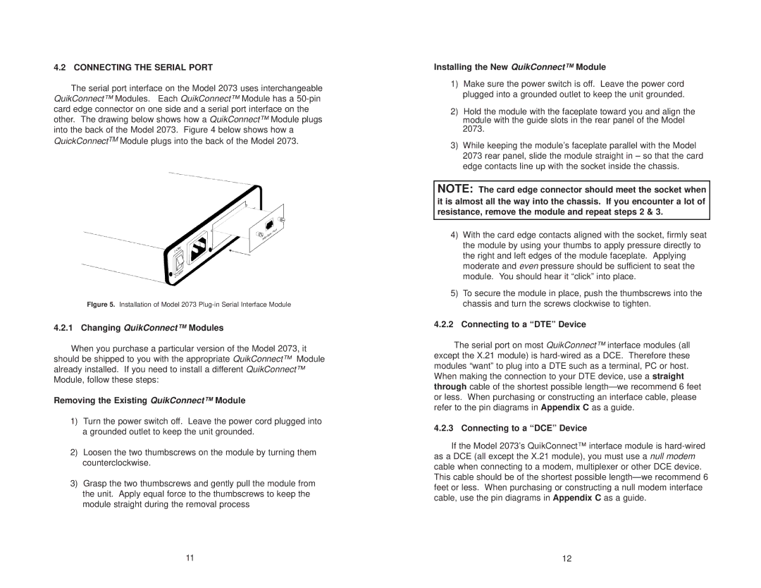 Patton electronic 2073 user manual Connecting the Serial Port 