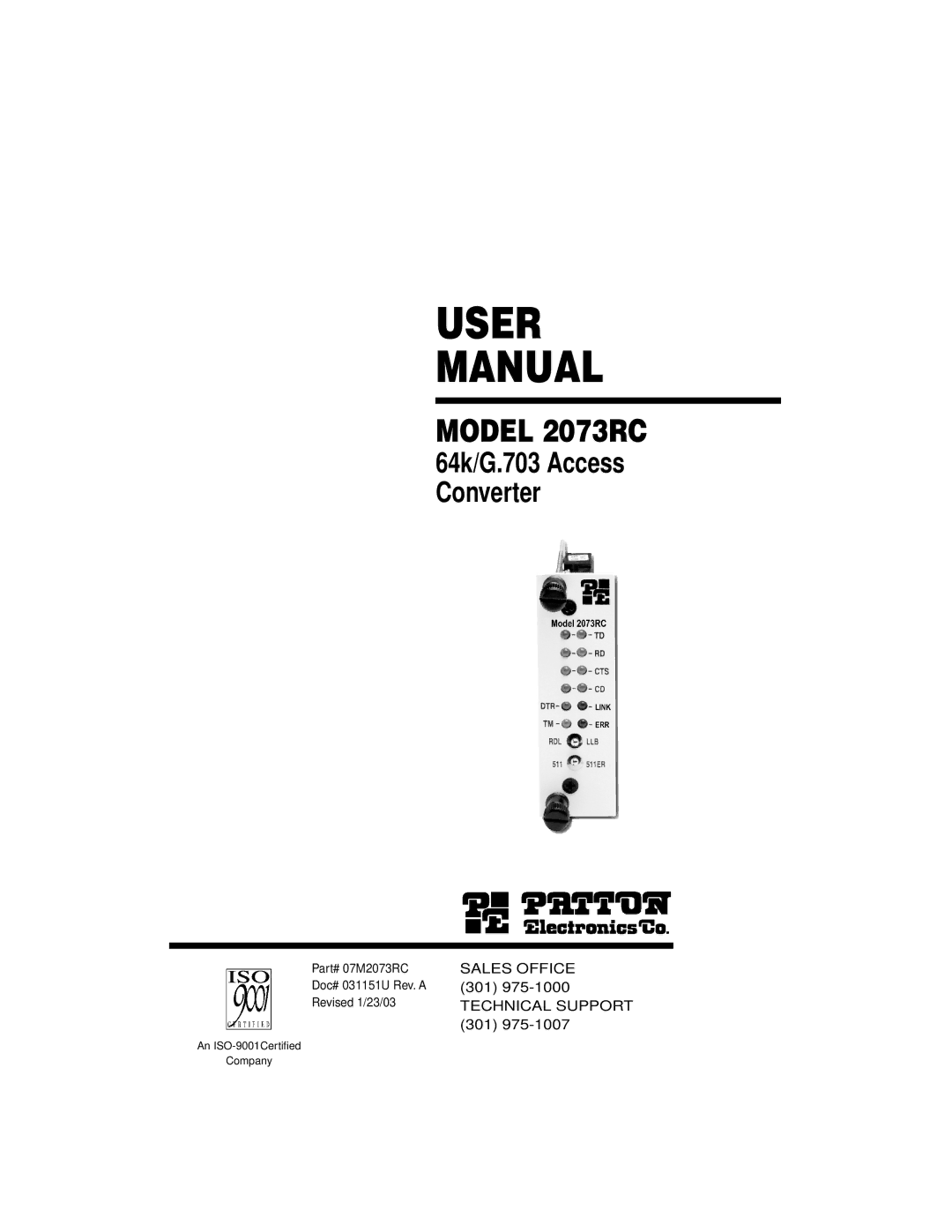 Patton electronic 2073RC user manual User Manual 