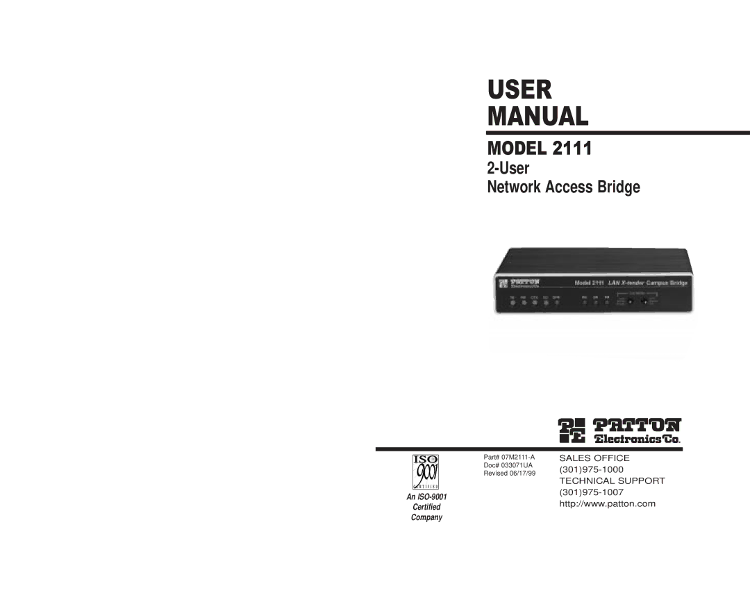 Patton electronic 2111 user manual User Manual 