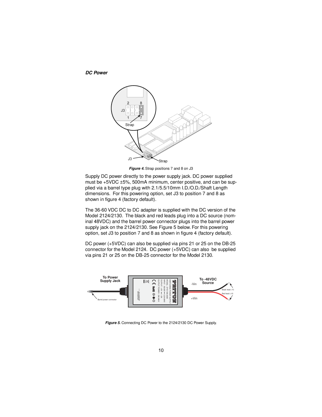 Patton electronic 2130, 2124 user manual DC Power, To Power Supply Jack 