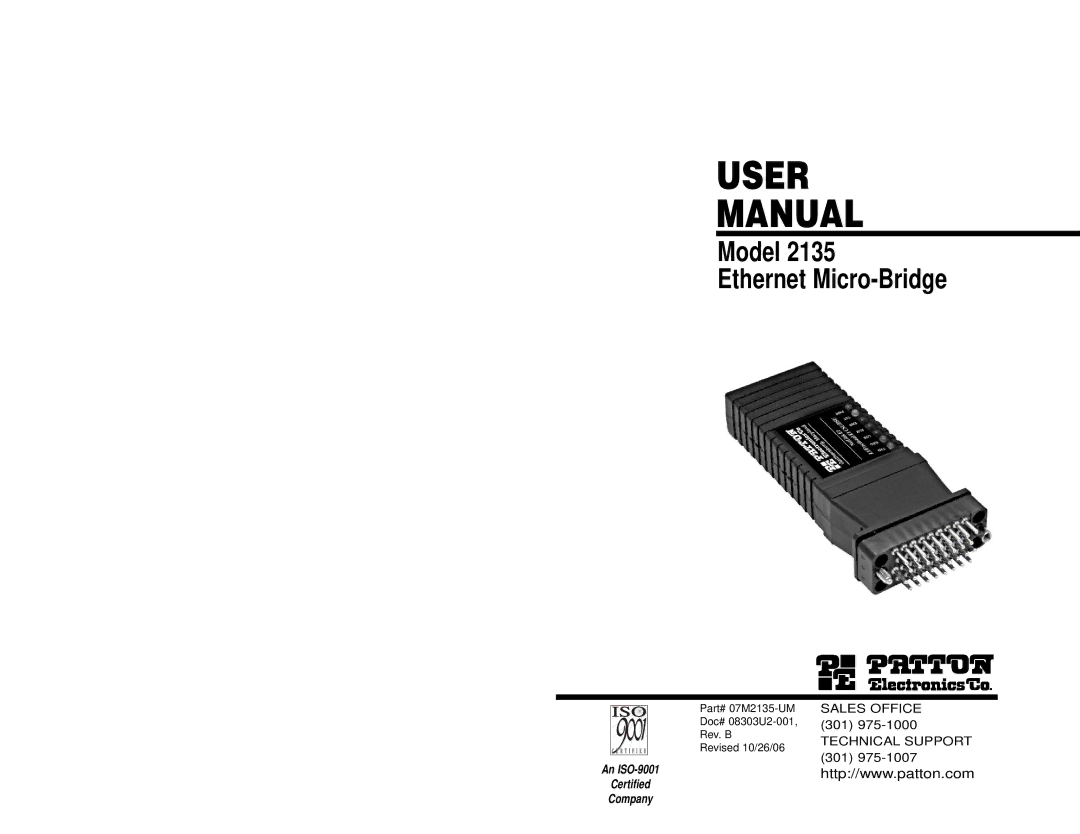 Patton electronic 2135 user manual User Manual 