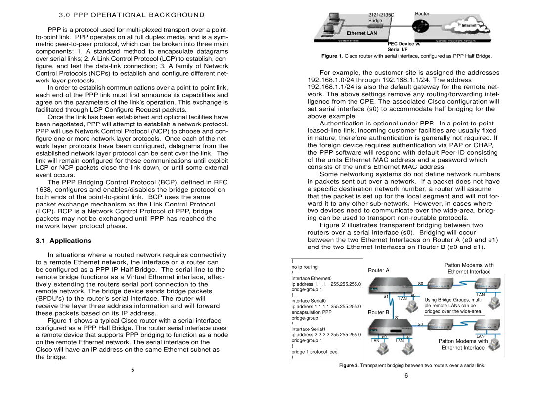 Patton electronic 2135C, 2121 user manual PPP Operational Background, Applications 