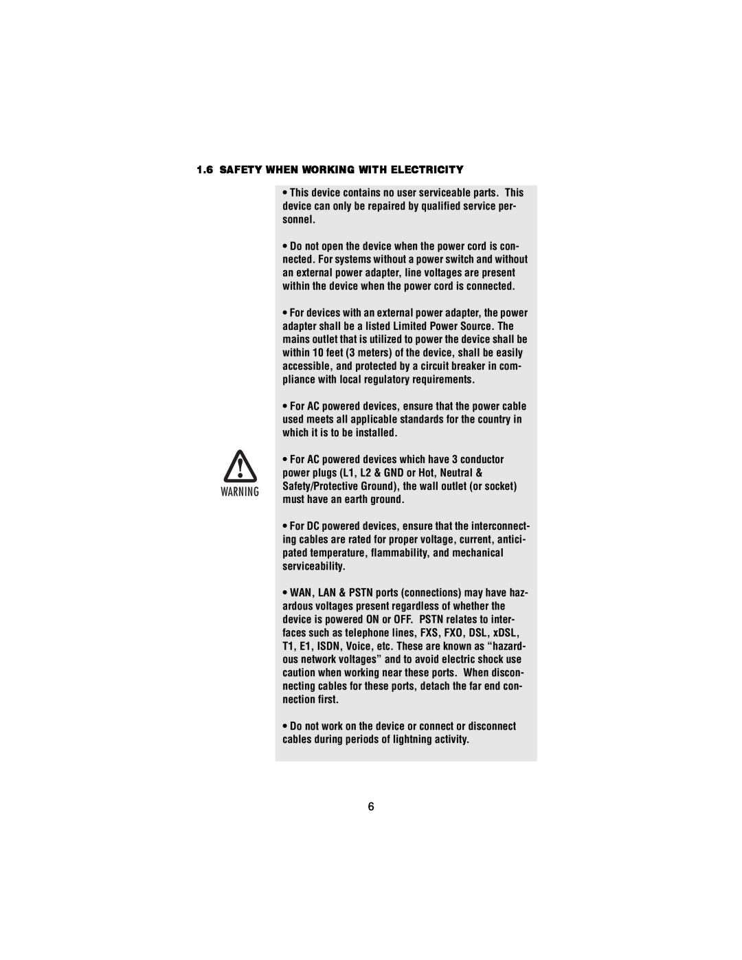Patton electronic 2151 user manual Safety When Working With Electricity, For AC powered devices which have 3 conductor 