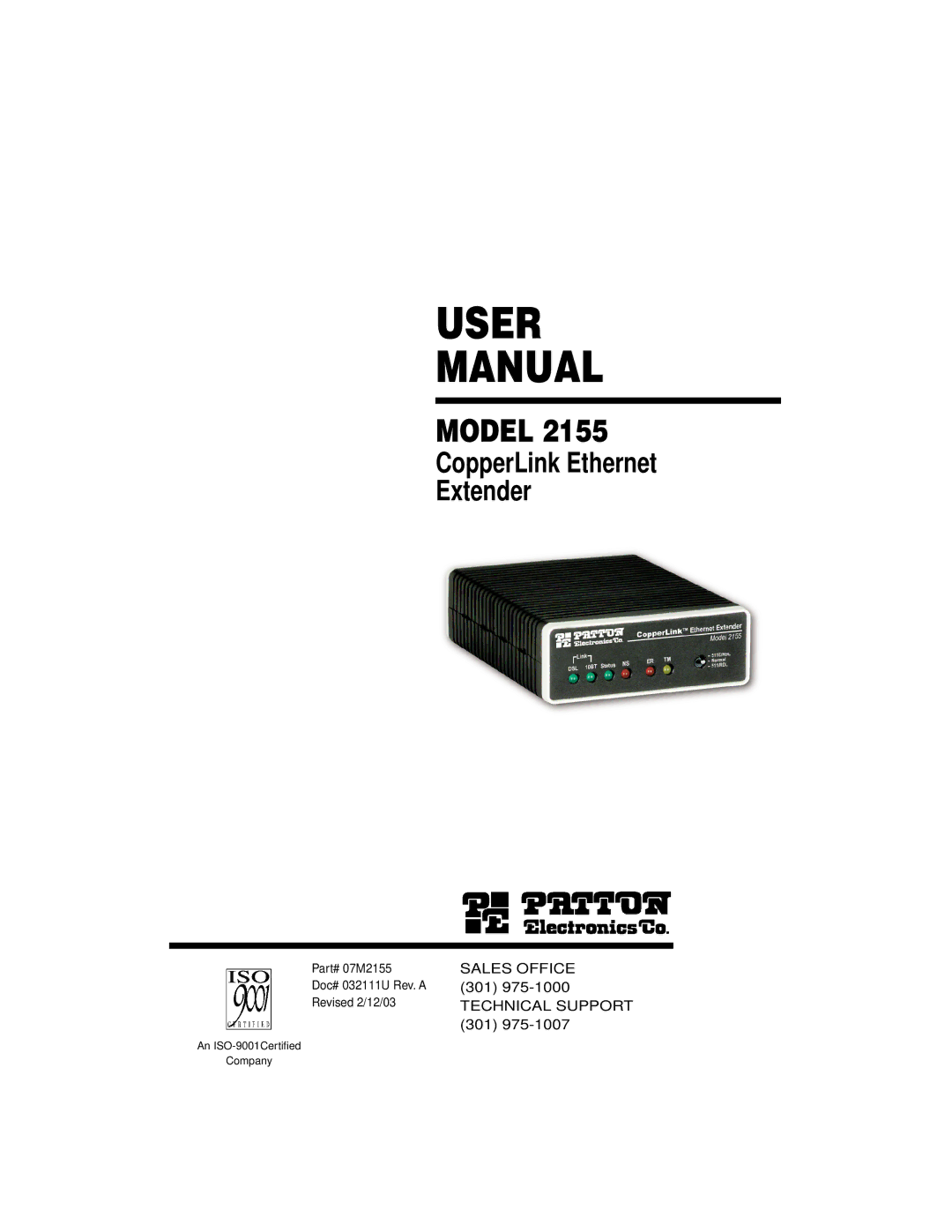 Patton electronic 2155 user manual User Manual 