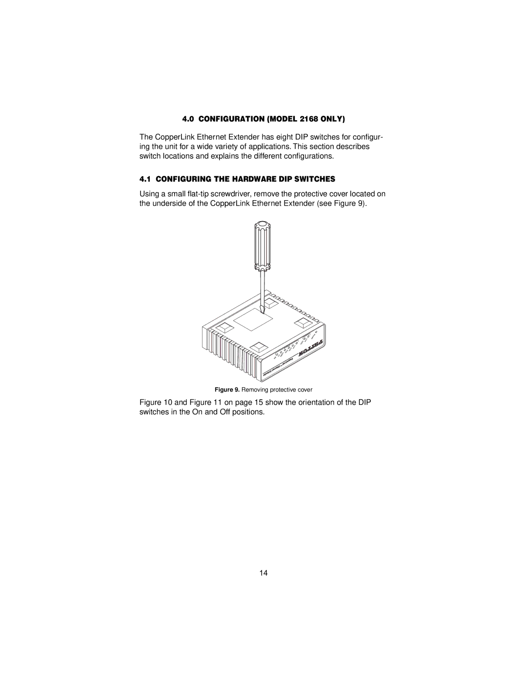 Patton electronic 2158 user manual Configuration Model 2168 only, Configuring the Hardware DIP Switches 