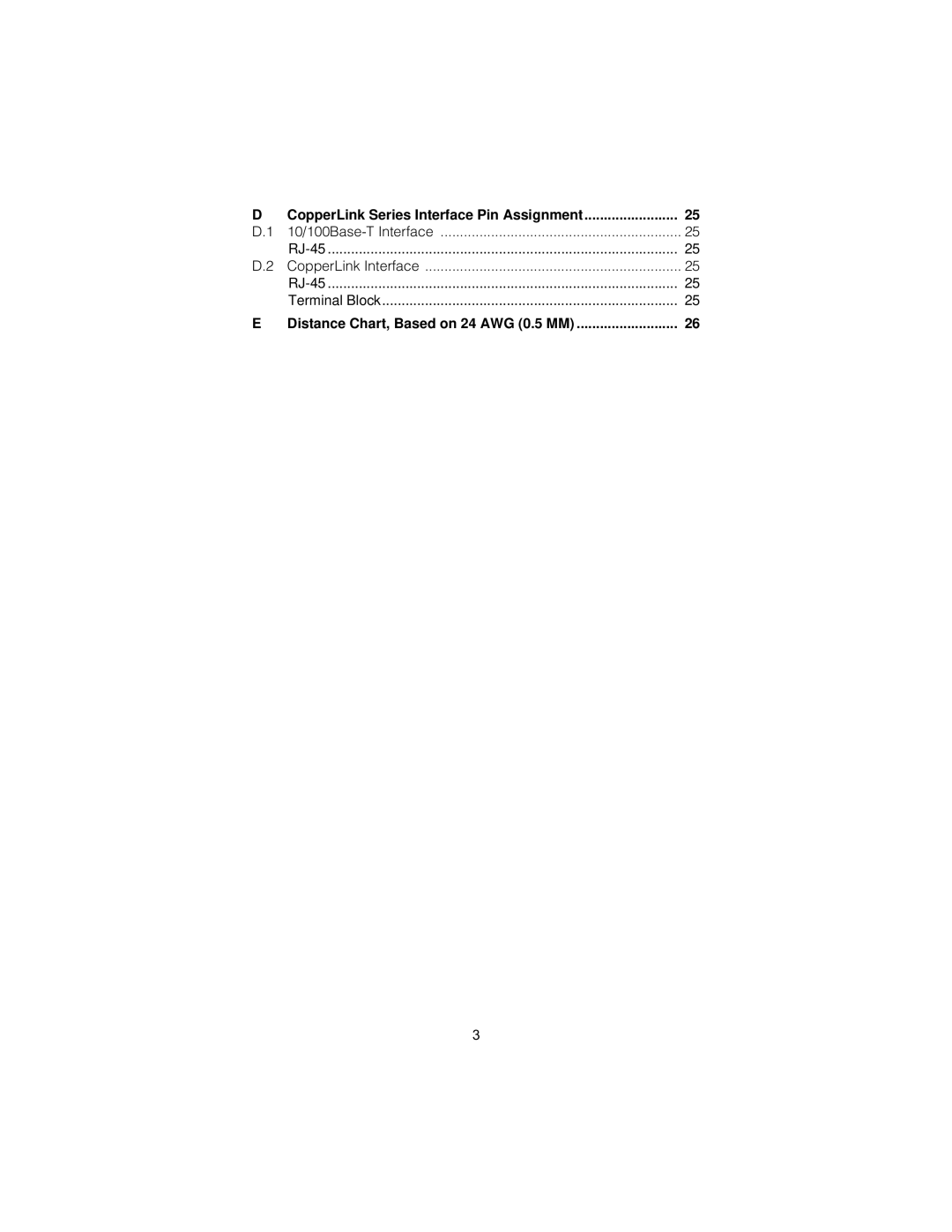 Patton electronic 2158 user manual CopperLink Series Interface Pin Assignment, Distance Chart, Based on 24 AWG 0.5 MM 