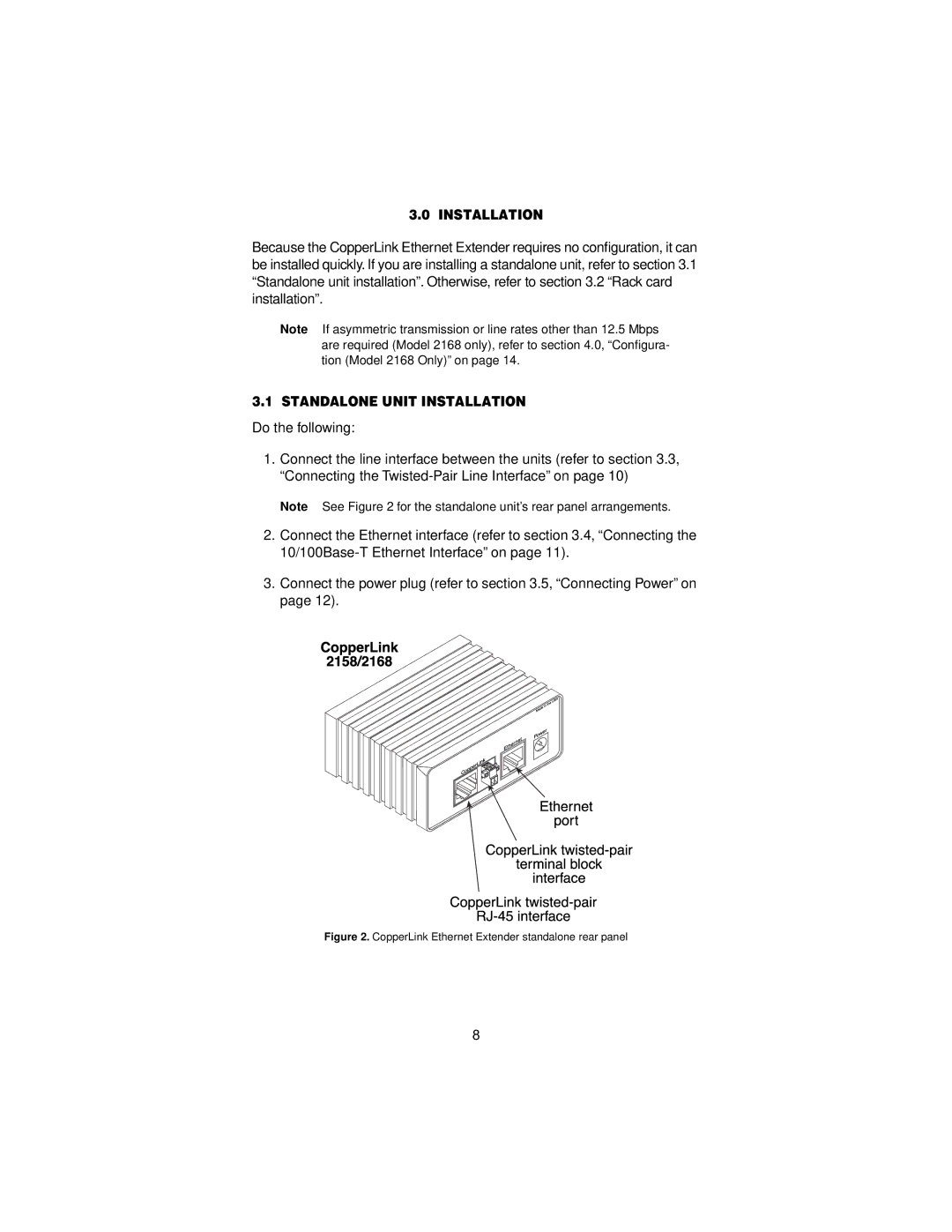 Patton electronic 2158 user manual Standalone Unit Installation 