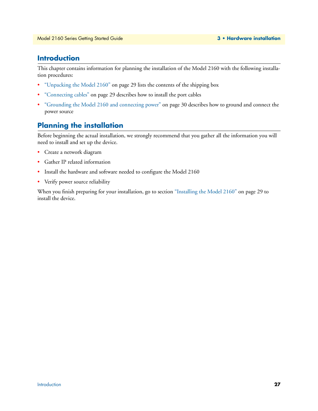 Patton electronic 07M2160-GS, 2160 Series manual Introduction, Planning the installation 