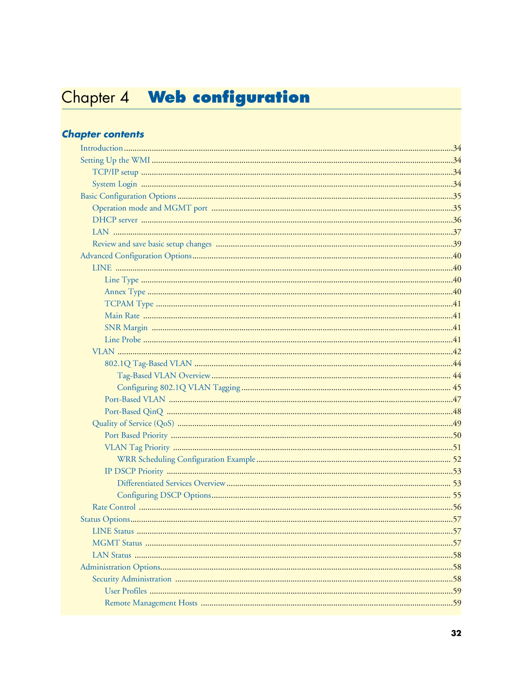 Patton electronic 2160 Series, 07M2160-GS manual Web conﬁguration, Chapter contents 