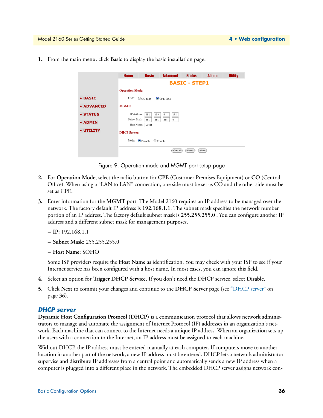 Patton electronic 2160 Series, 07M2160-GS manual Subnet Mask Host Name Soho, Dhcp server 