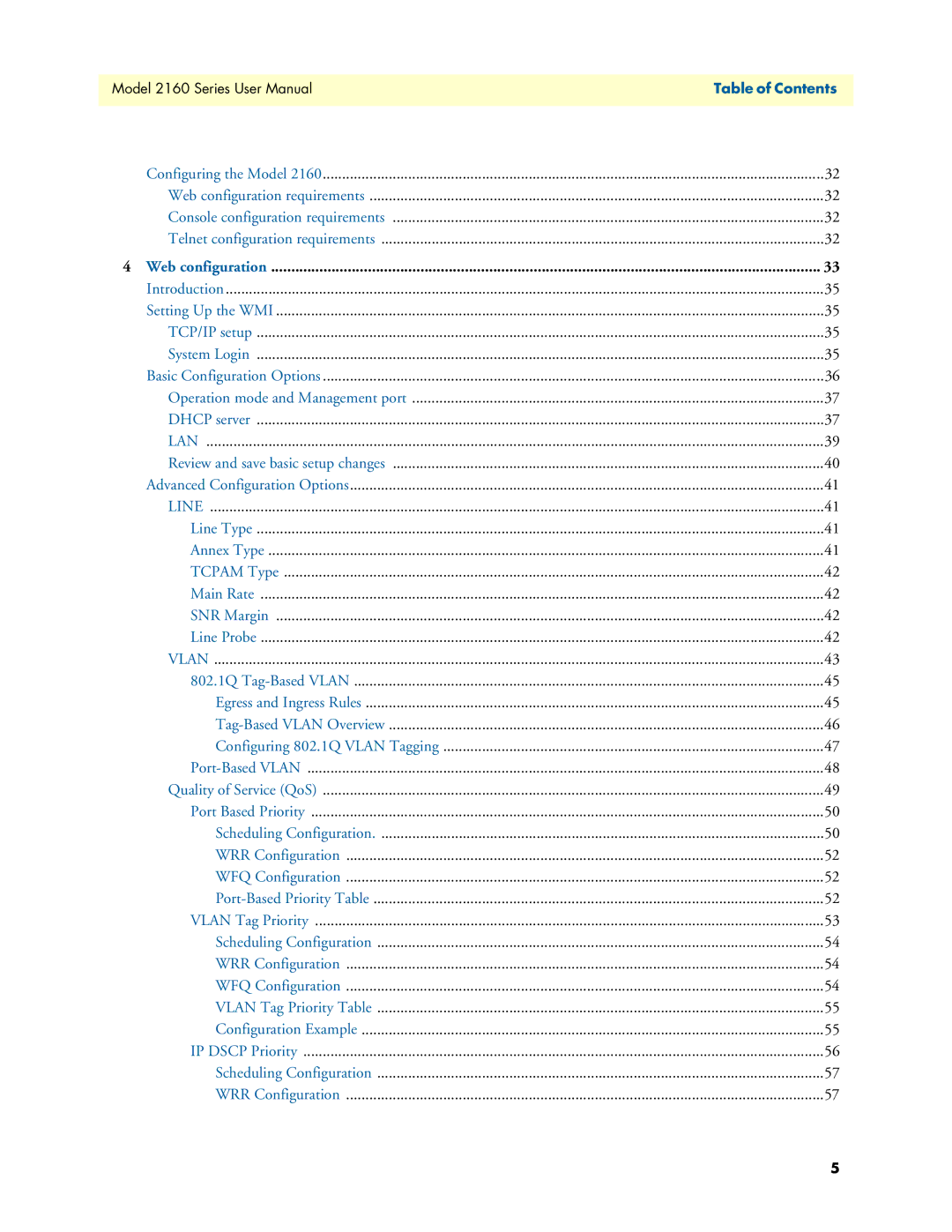 Patton electronic 2160 user manual Web configuration 