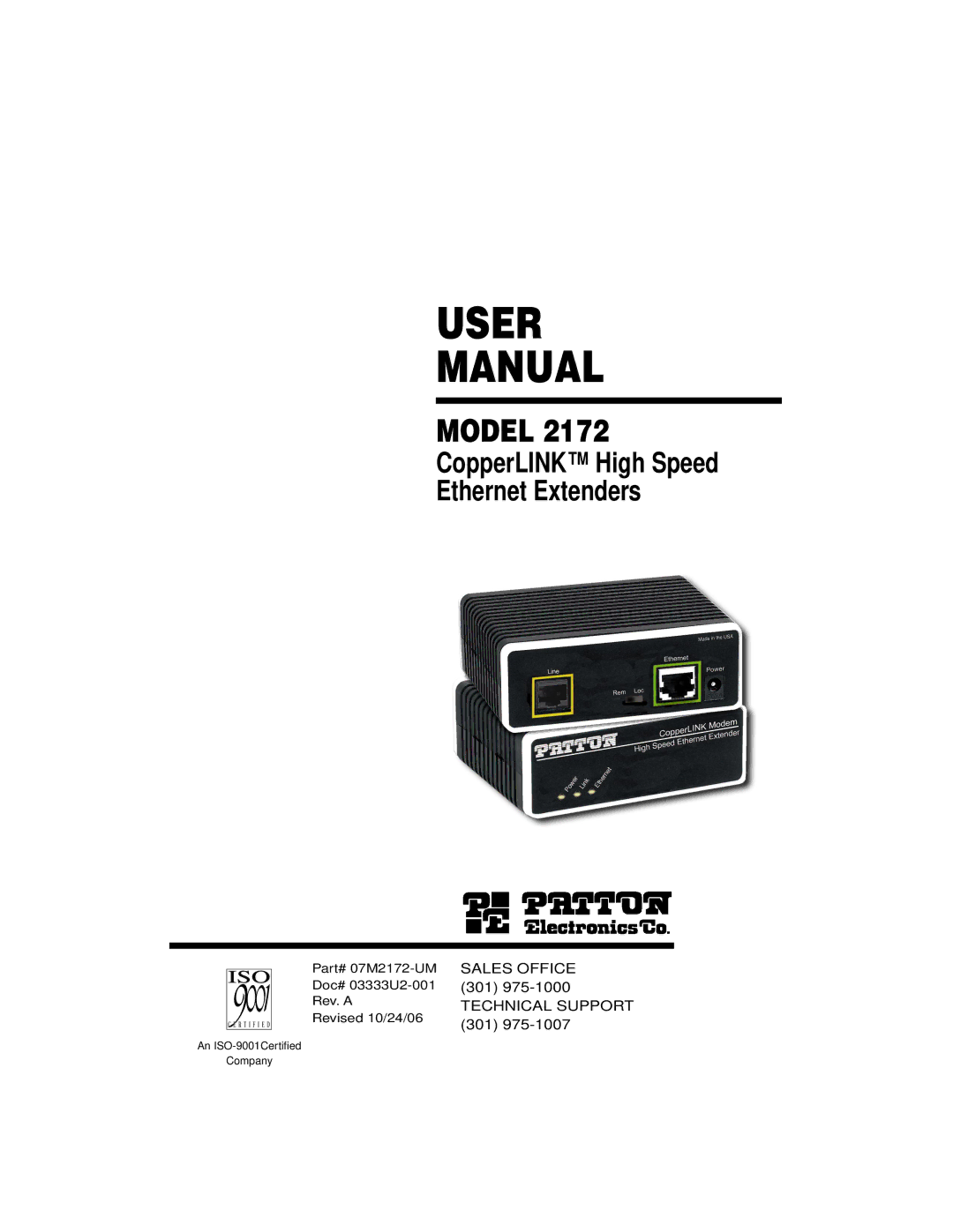 Patton electronic 2172 user manual User Manual 