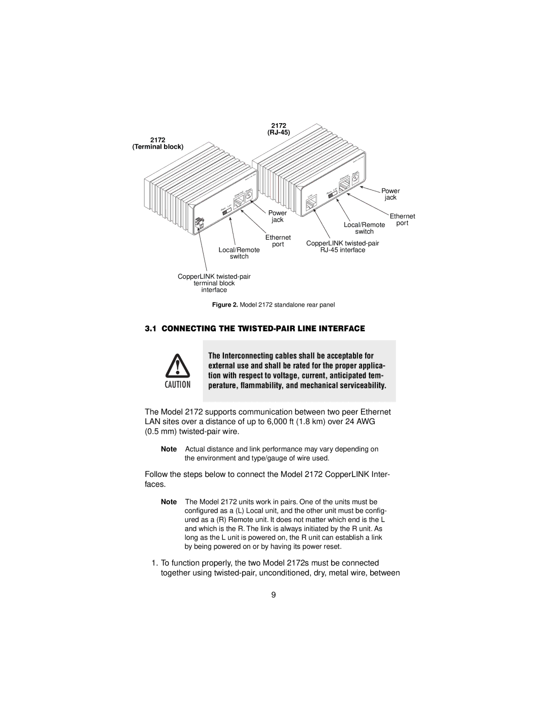 Patton electronic user manual Connecting the TWISTED-PAIR Line Interface, 2172 RJ-45 Terminal block 