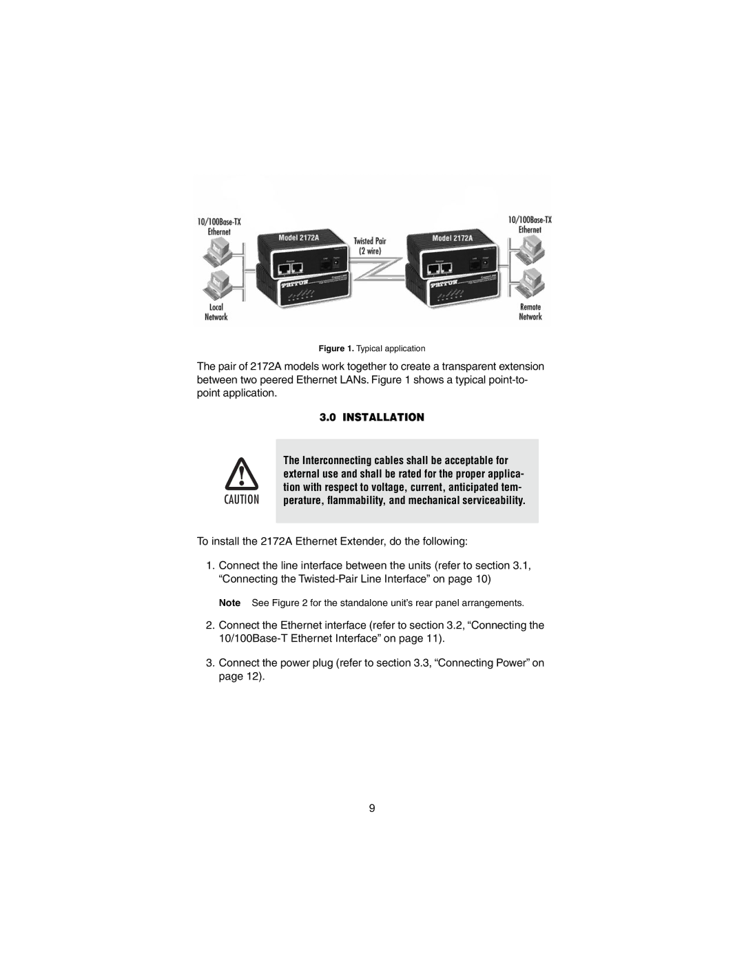 Patton electronic 2172A user manual Installation, Typical application 