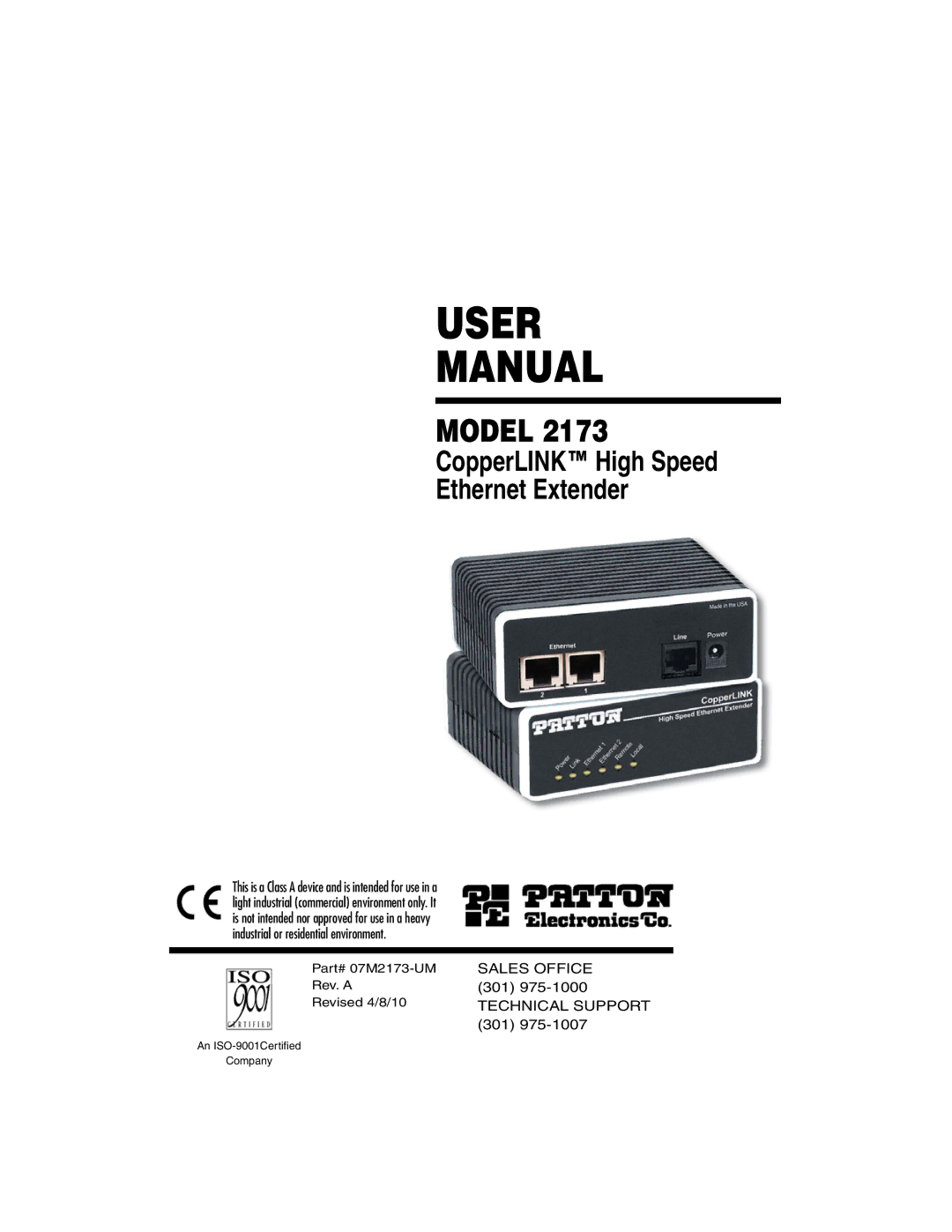 Patton electronic 2173 user manual User Manual 