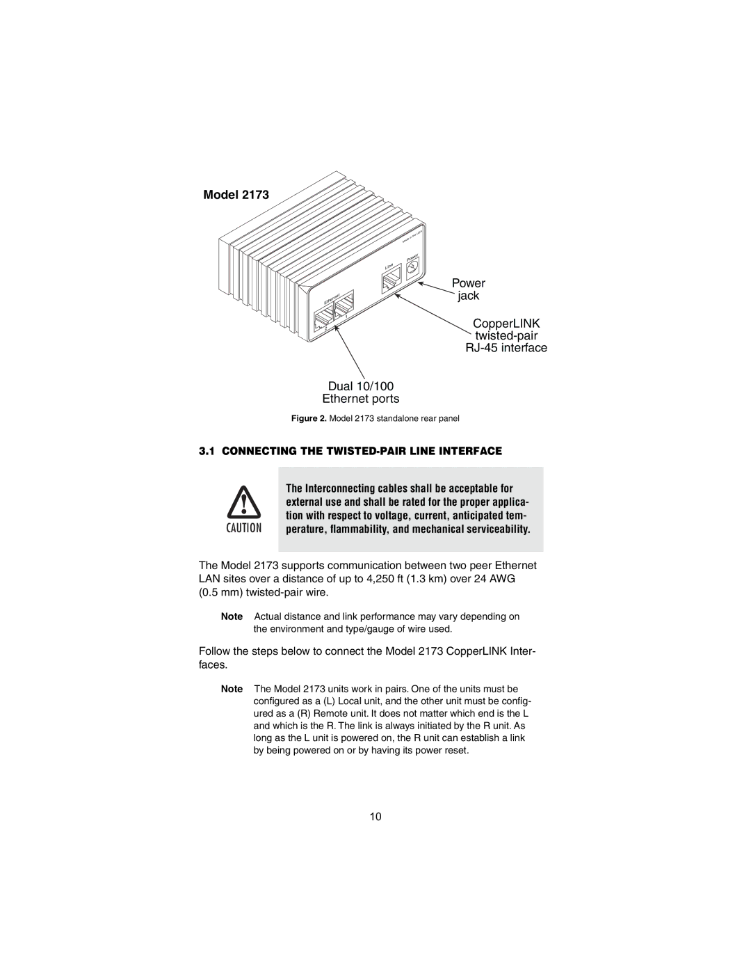 Patton electronic 2173 user manual Model, Connecting the TWISTED-PAIR Line Interface 