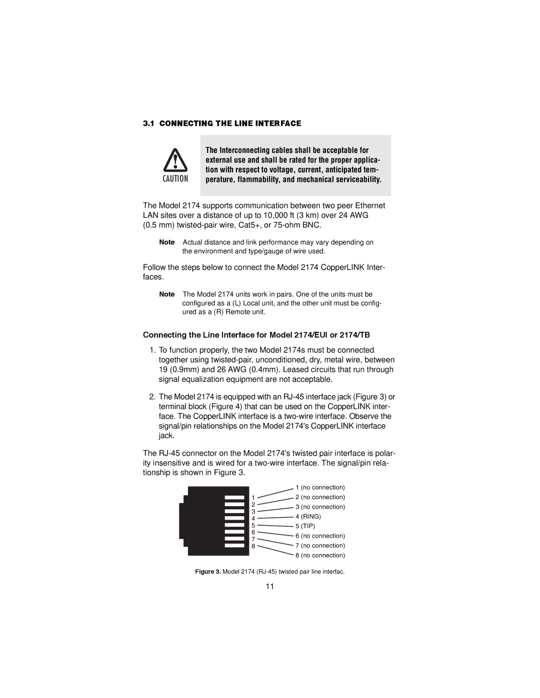 Patton electronic user manual Connecting the Line Interface for Model 2174/EUI or 2174/TB 