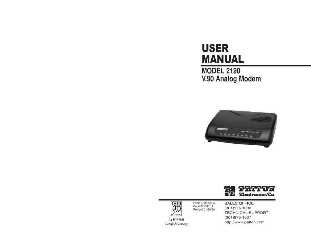 Patton electronic 2190 user manual User Manual 