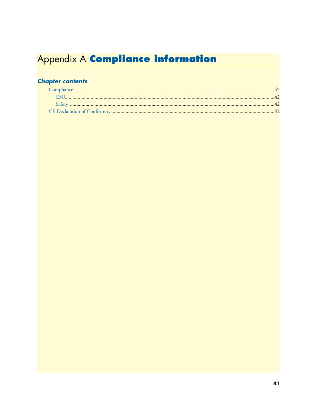 Patton electronic 2292, 2294 manual Appendix a Compliance information, Chapter contents 