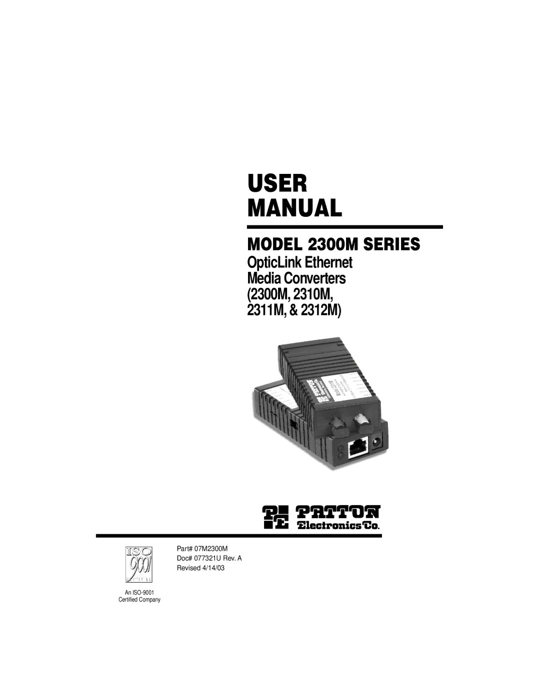 Patton electronic 2300M user manual User Manual 