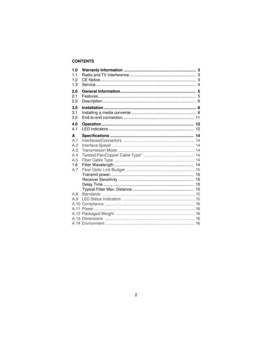 Patton electronic 2300M user manual Contents 